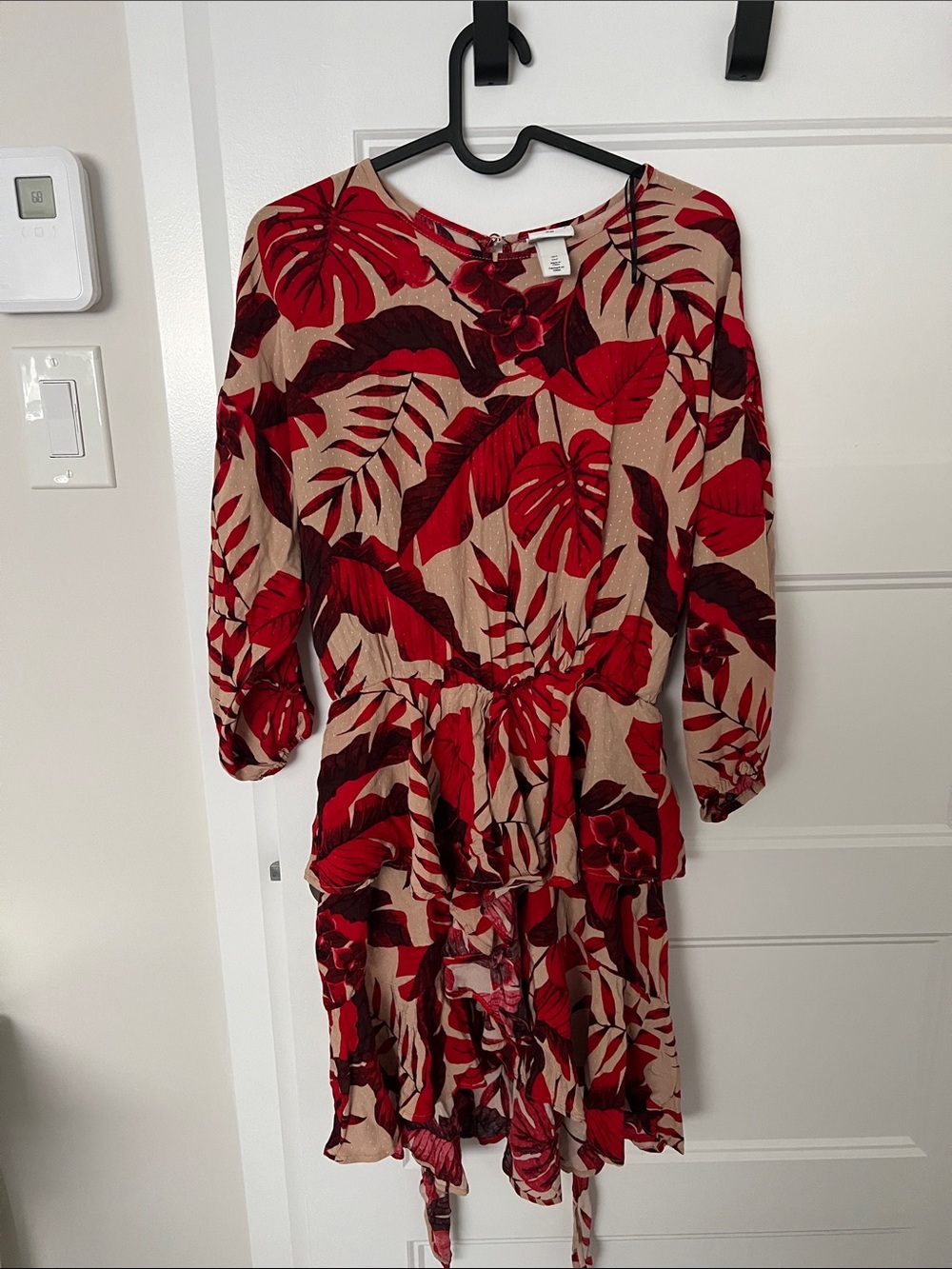 Red Tropical Print Women's Dress